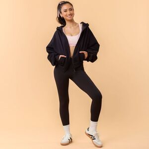 Blogilates -  Women's Marshmallow Full Zip Hooded Swe Jet Black